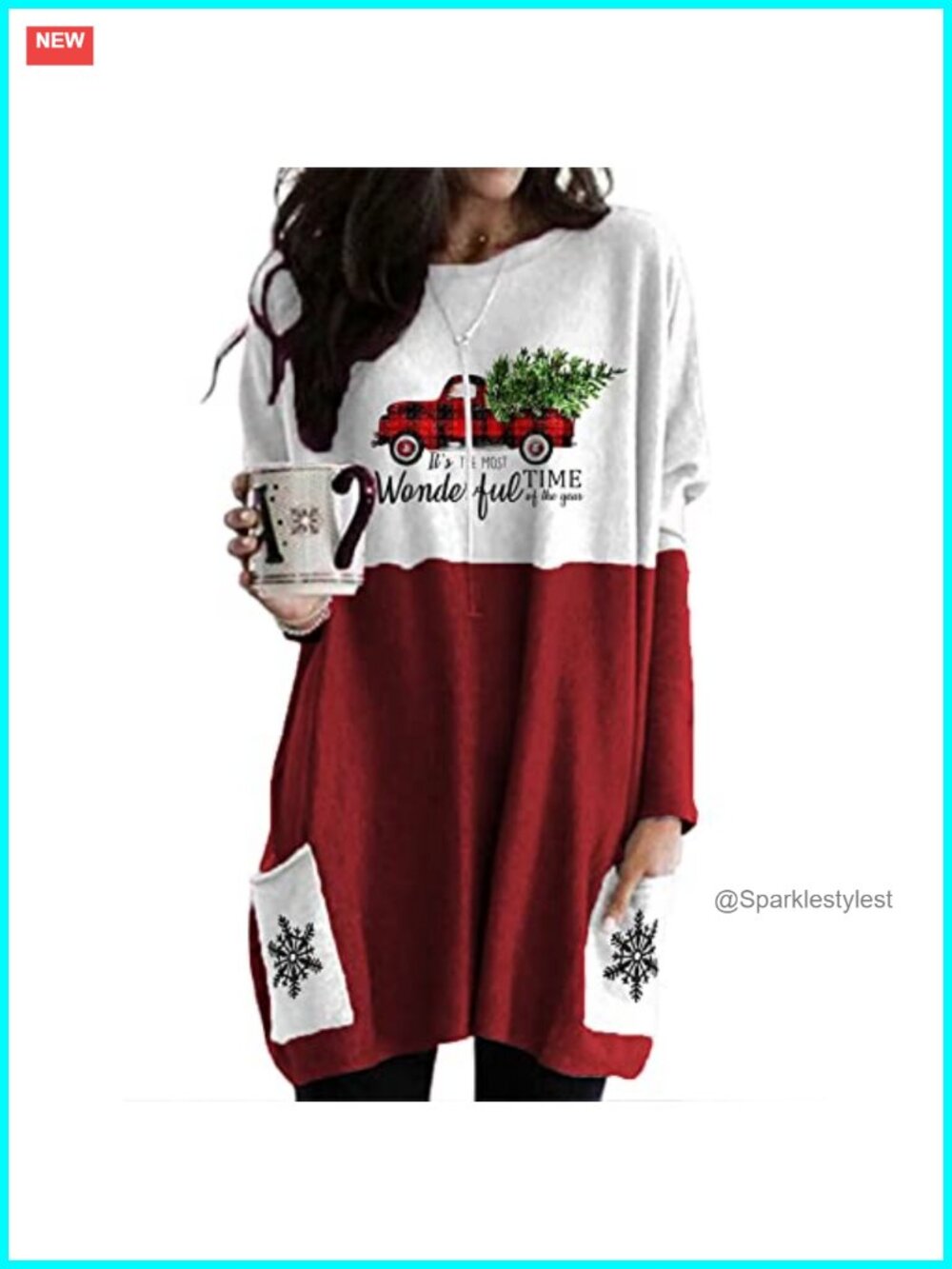 Christmas Crewneck Sweatshirt Long Sleeve Pullover with Pockets